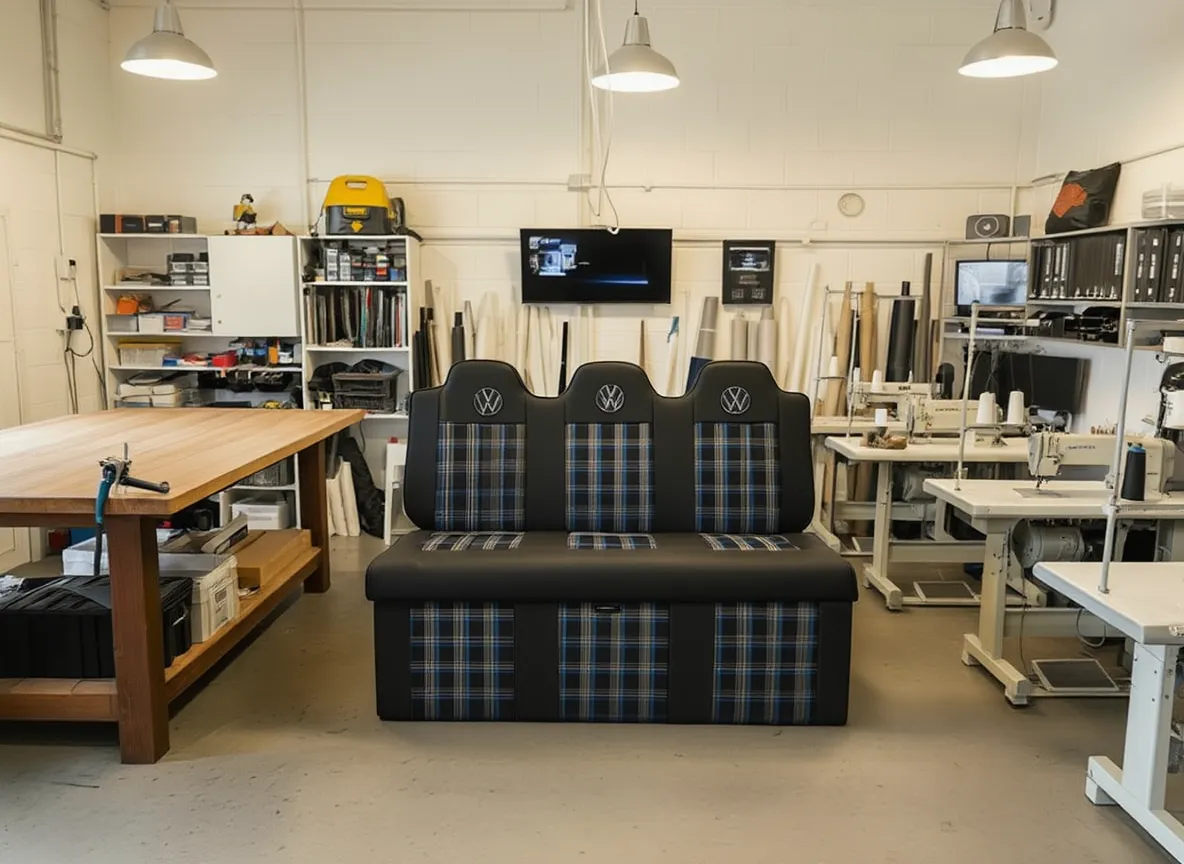 Full width rock n roll bed Blue Note Upholstery